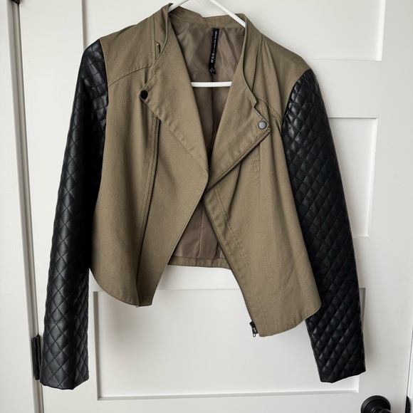 Walter Baker Jackets & Blazers - Walter Baker Olive and Black Quilted Leather Jacket size small